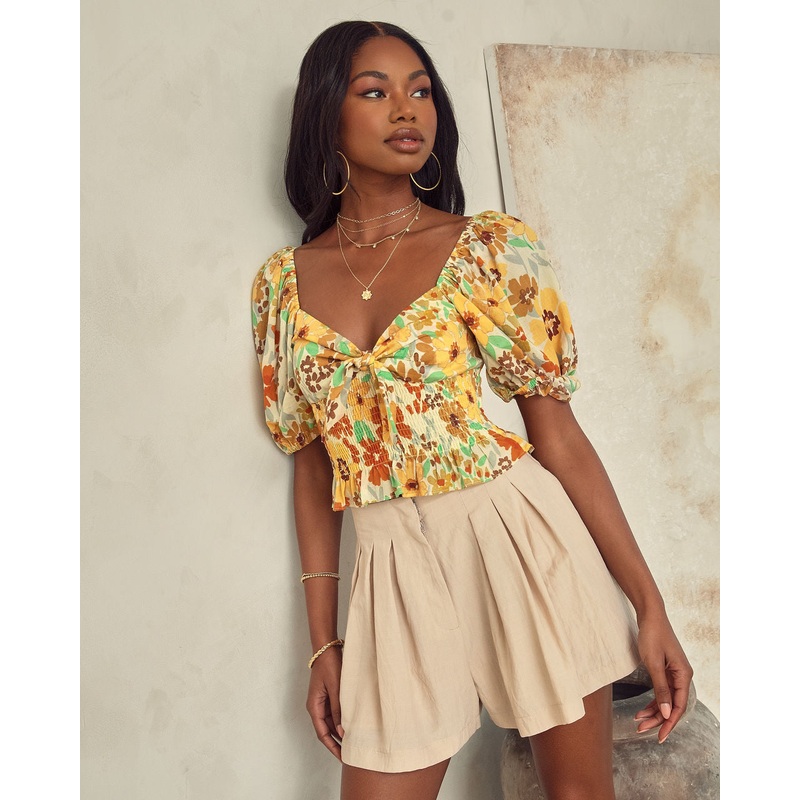 Adriana Floral Smocked Crop Top