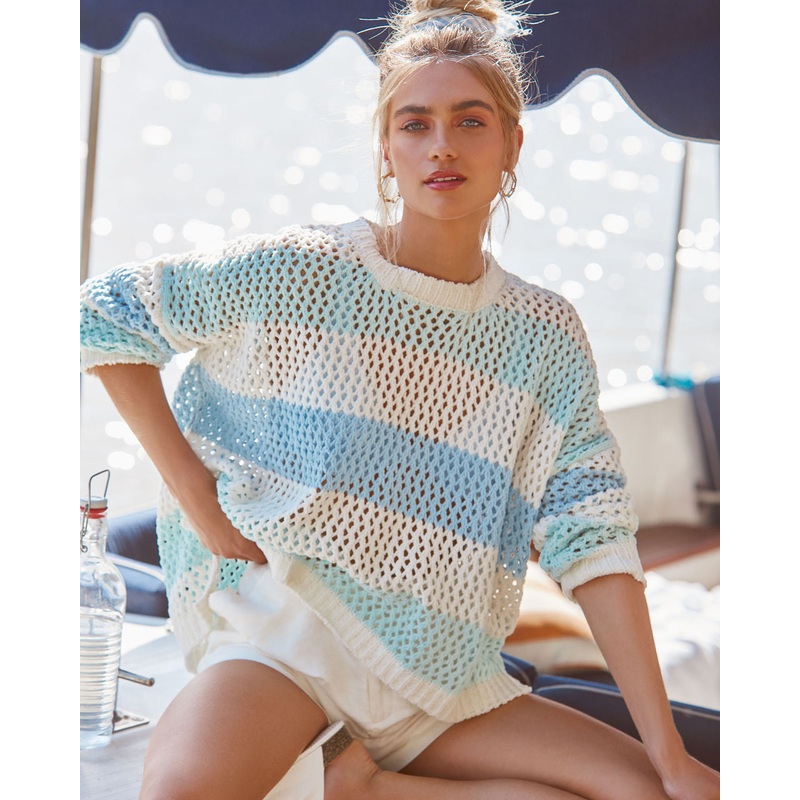 Augustus Knit Stripe Sweater|Light Blue|S|M|L
