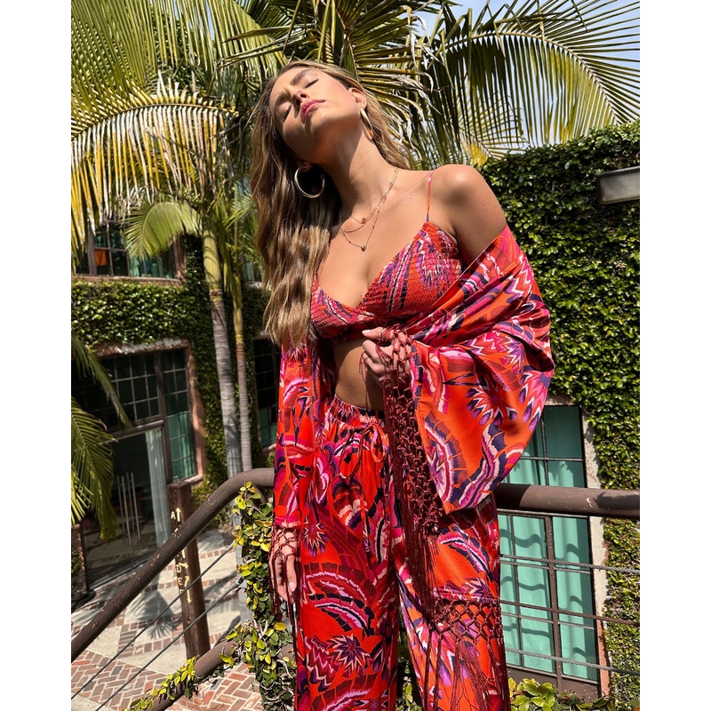 Azra Tropical Smocked Crop Top