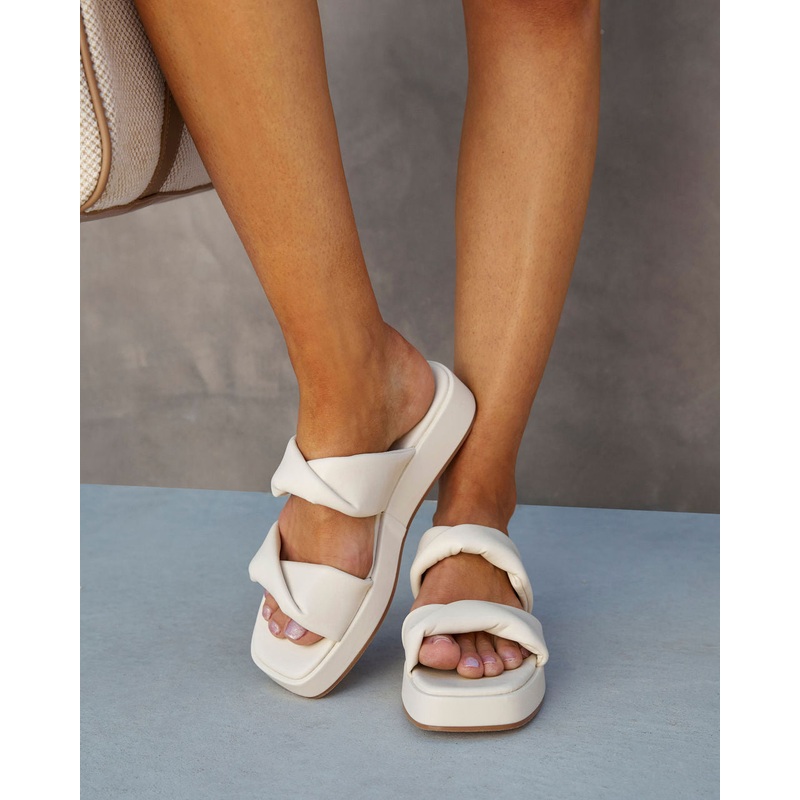 Corey Strap Platform Sandals|Cream|10|5|6|7|8|9