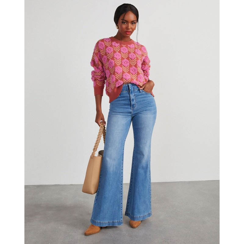 Corinne Textured Floral Pullover Sweater