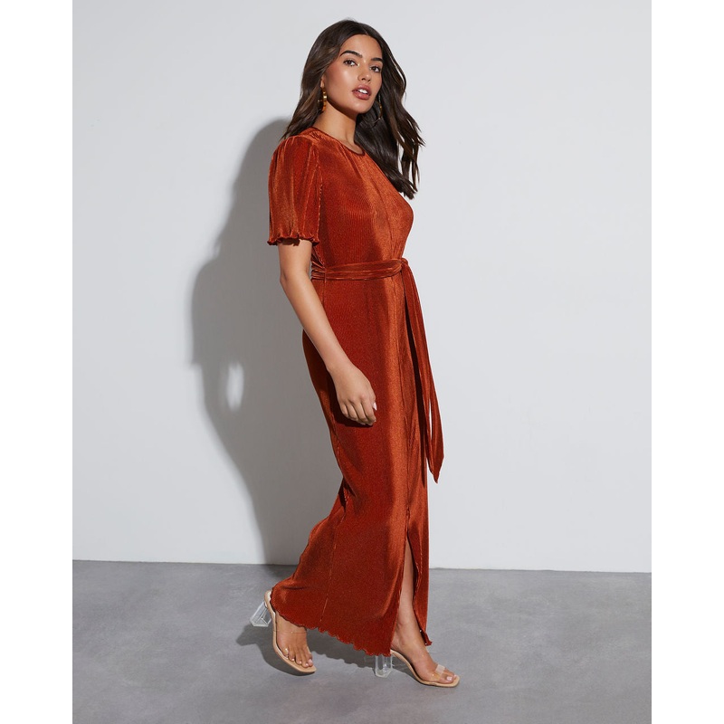 Dana Short Sleeve Plisse Maxi Dress