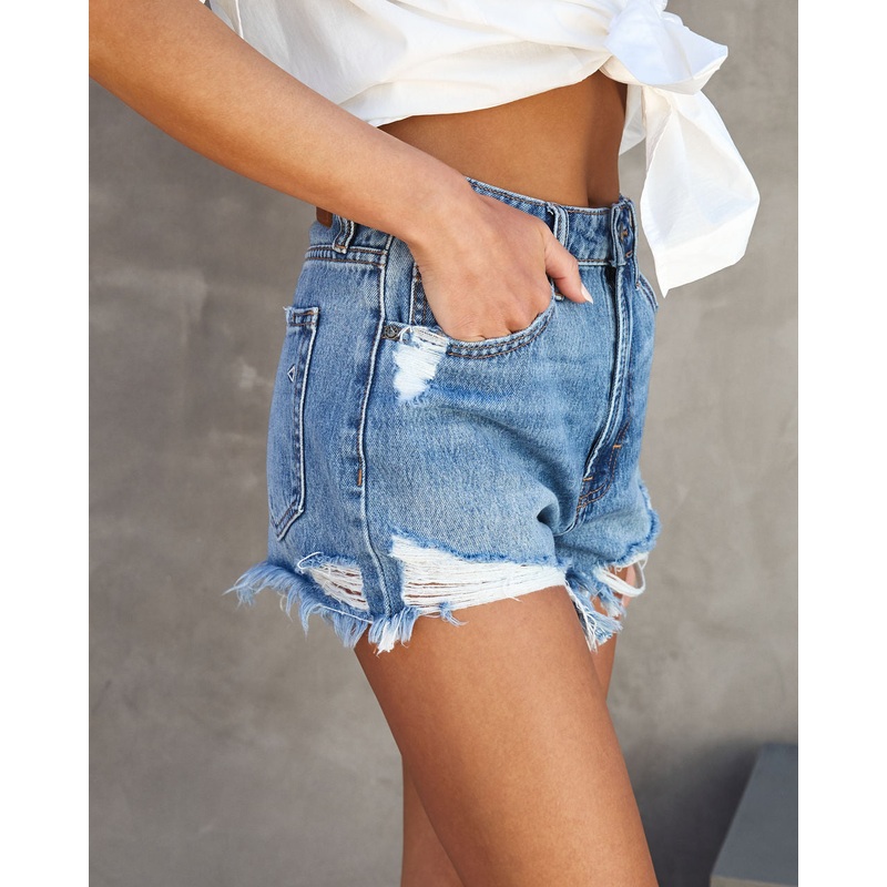 Finn High Waisted Distressed Jean Shorts