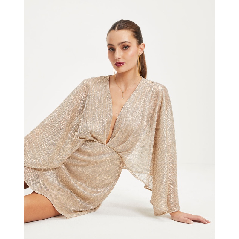 Kensley Metallic Cape Mini Dress