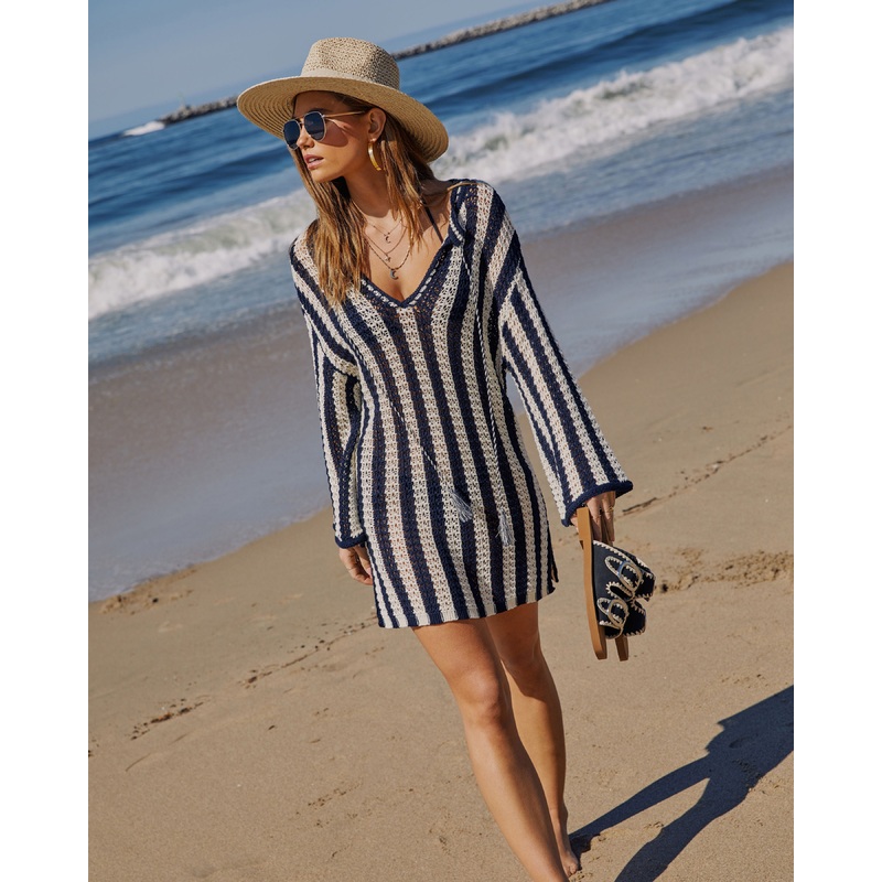 Montauk Striped Coverup Dress|Navy|XS|S|M|L|XL