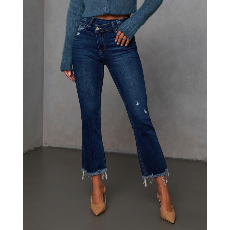 Olivia Super Stretch High Rise Crop Flare Jeans