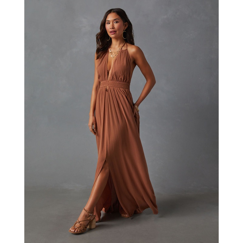 Oriana Pocketed Rope Trim Maxi Dress