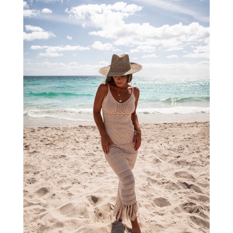 Paradise Cove Cover Up Crochet Knit Midi Dress