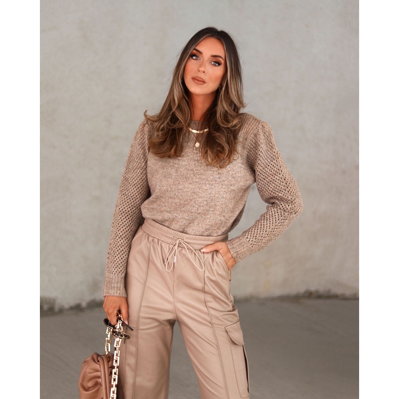 Quinn Classic Pointelle Sleeve Sweater