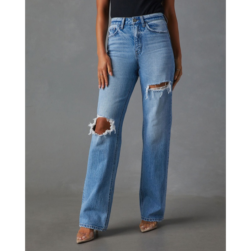 Sequoia Stretch Distressed Straight Leg Jeans