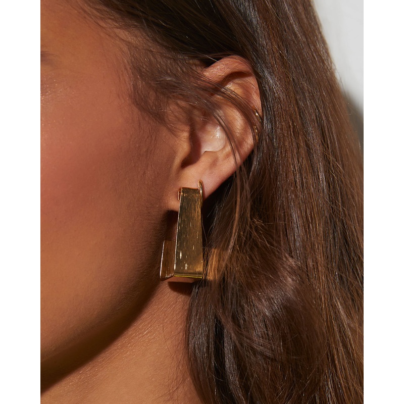 Sleek Square Hoop Earrings|Gold|O/S