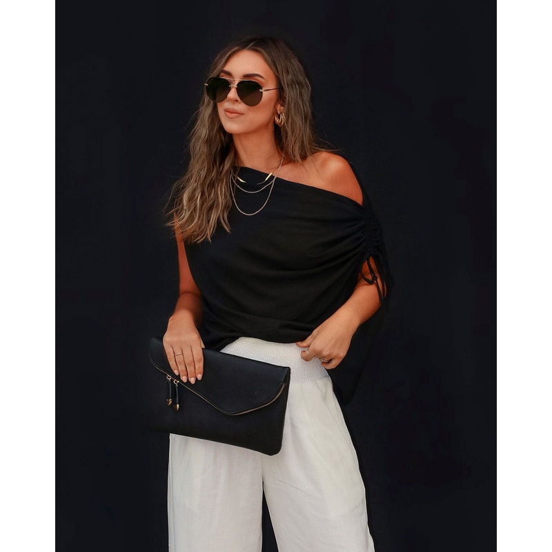 Thomas One Shoulder Ruched Cutout Top