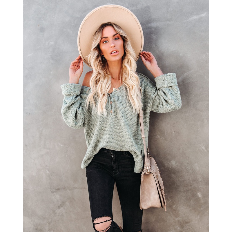 Trev Speckled Knit Henley Sweater