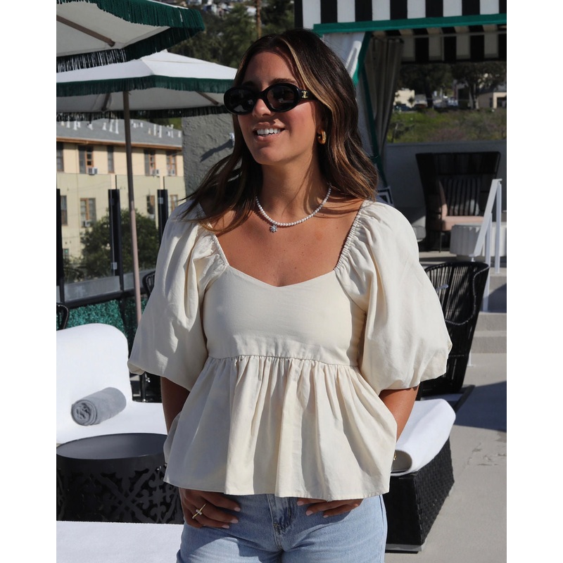 Valentina Cotton Puff Sleeve Babydoll Top