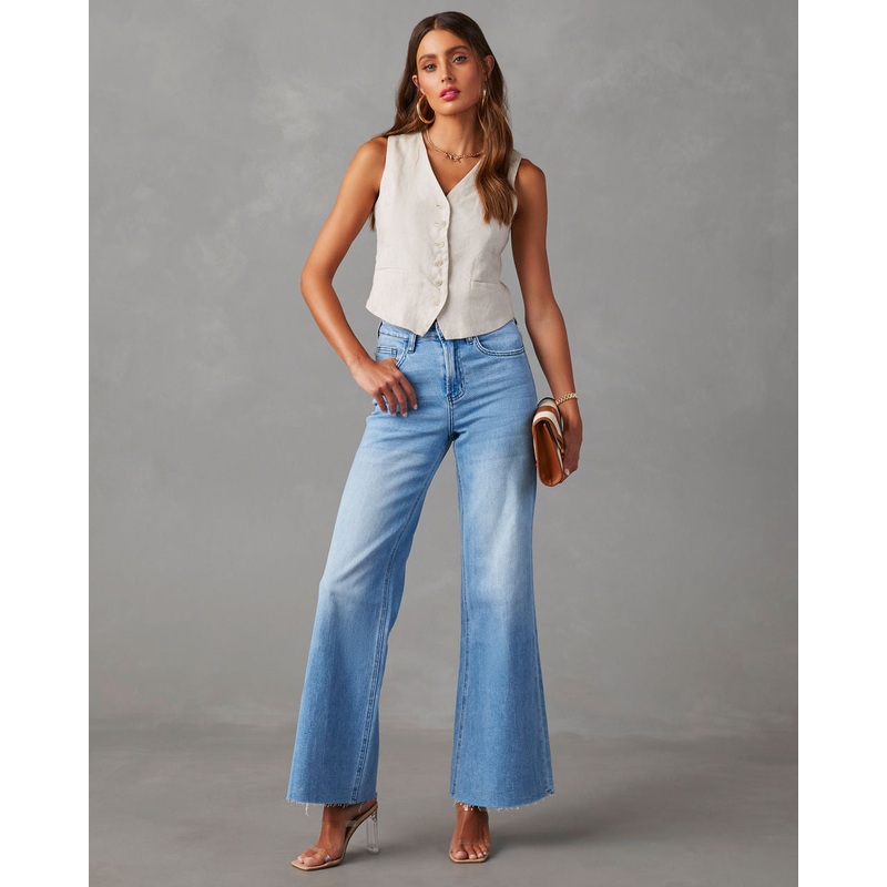 Aleesia Stretch Mid Rise Wide Leg Jeans
