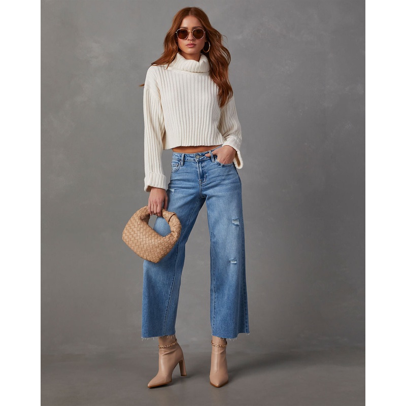Caleb Super Stretch High Rise Wide Leg Jeans