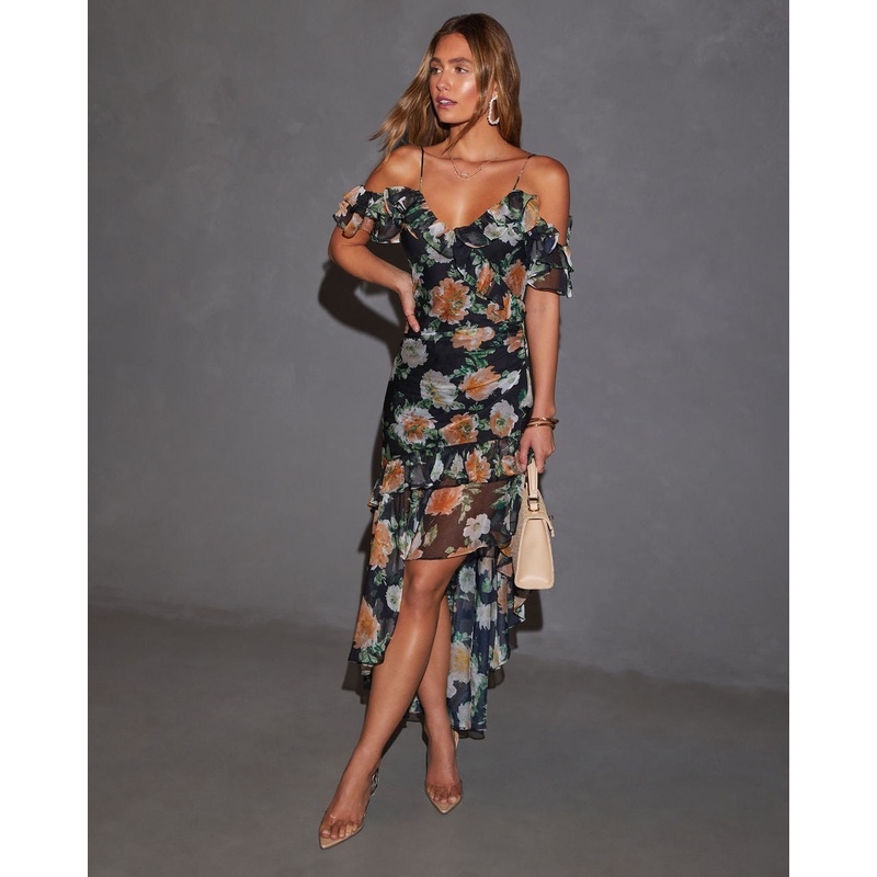 Chelsea Off The Shoulder Ruffle Maxi Dress
