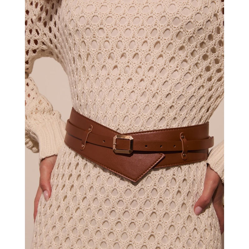 Dillon Wide Waist Belt|Brown|Black|O/S