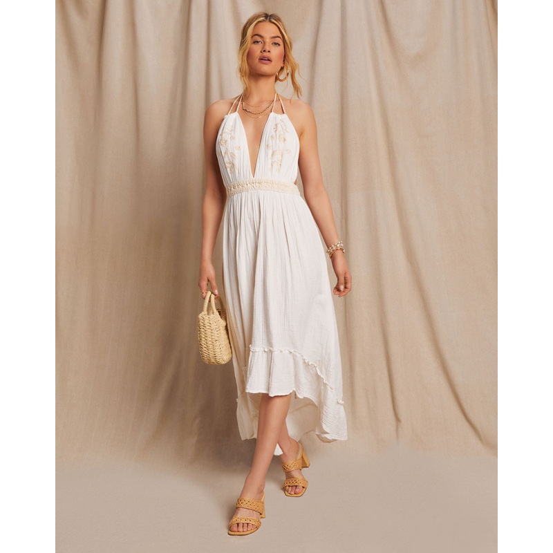 Emmie Crochet Embroidered Maxi Dress