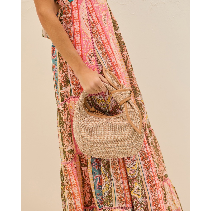 Harissa Knotted Raffia Bag|Tan|O/S
