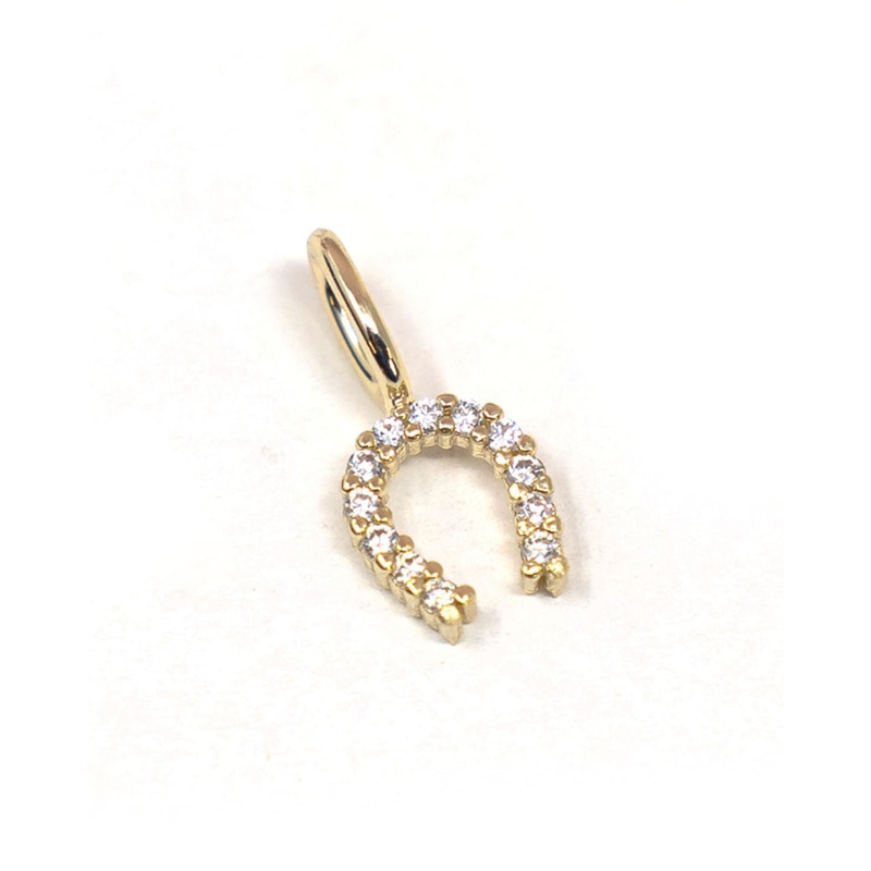 Horseshoe 14k Plated Rhinestone Charm