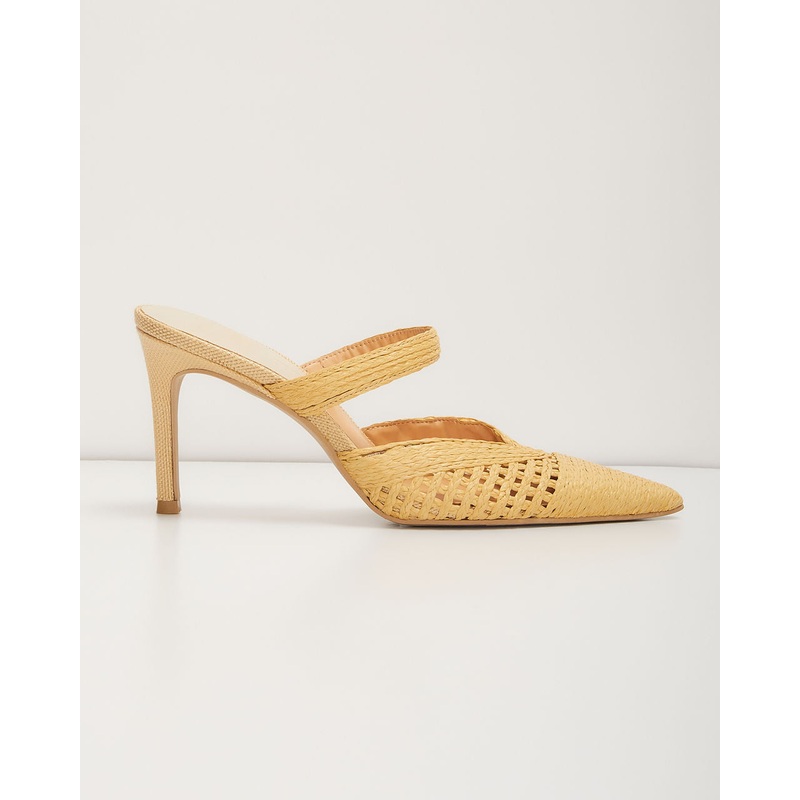 Kaline Raffia Pointed Toe Mules
