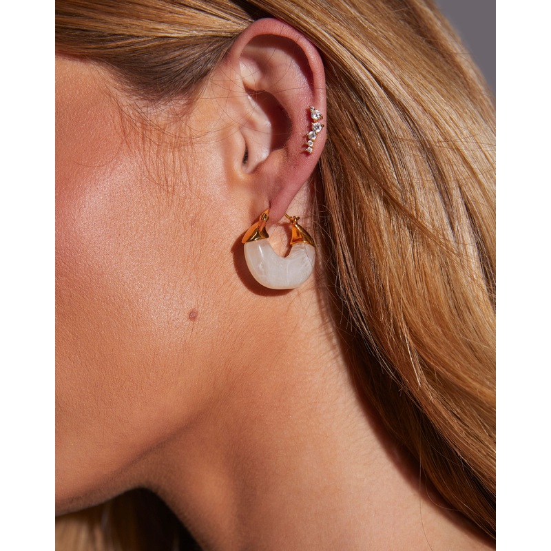 Lucite Hoop Earrings|White|Tortoise|O/S