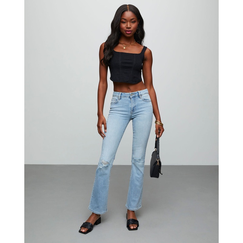 Matira High Rise Distressed Flare Jeans
