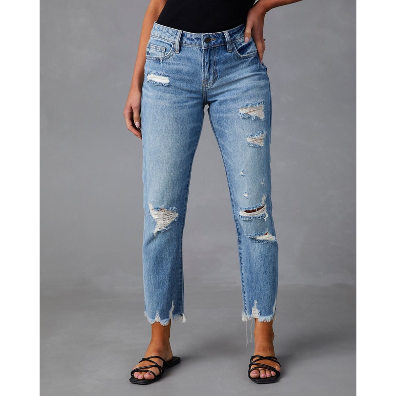 Nila Mid Rise Distressed Boyfriend Jeans