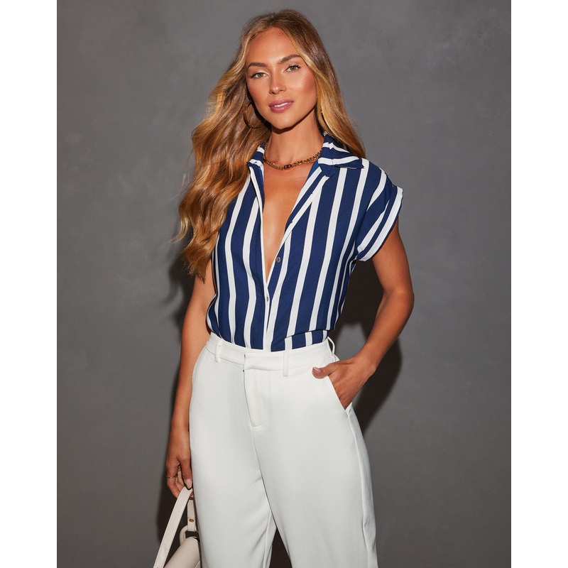Oh Captain Button Down Top|Navy/Stripe|XS|S|M|L|XL