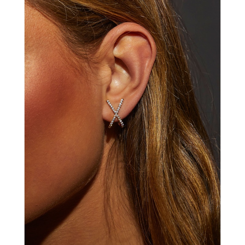 Pave Criss Cross Studs|Gold|O/S
