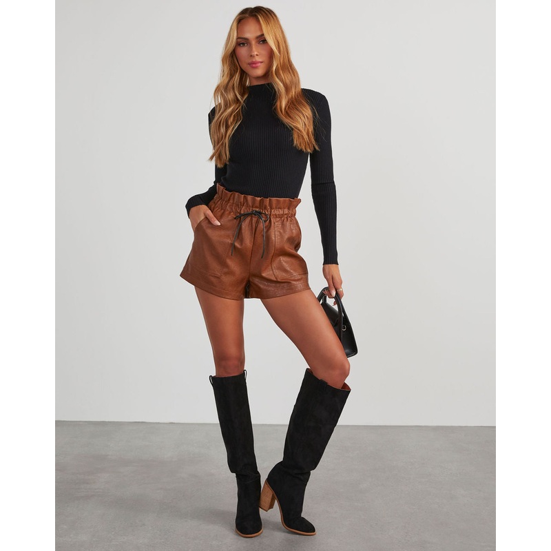 Reiko Faux Leather Paperbag Shorts