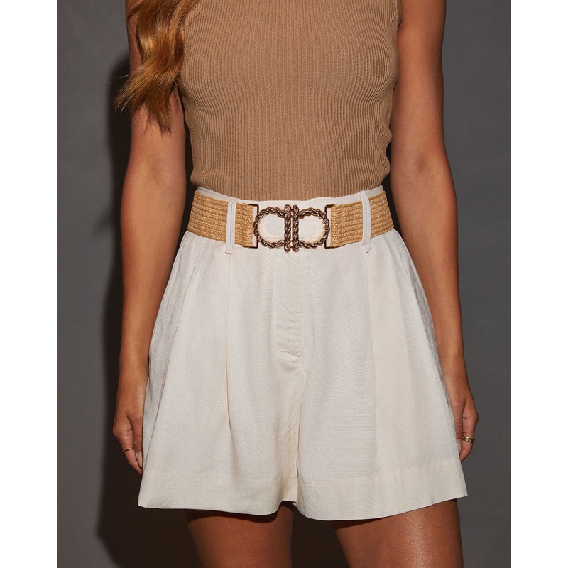 Staci Straw Stretch Belt|Tan|O/S