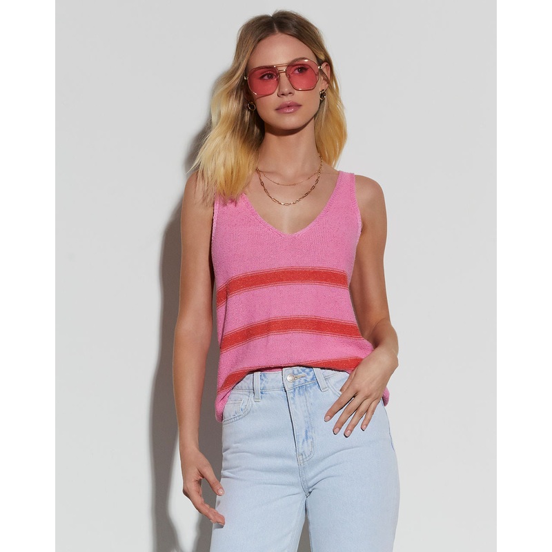 Arthur Knit Cotton Blend Striped Tank