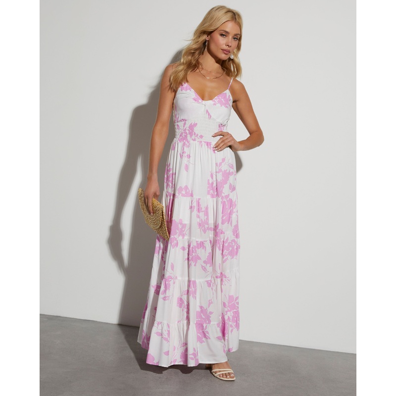 Aurora Floral Maxi Dress|Pink/Ivory|XS|S|M|L|XL