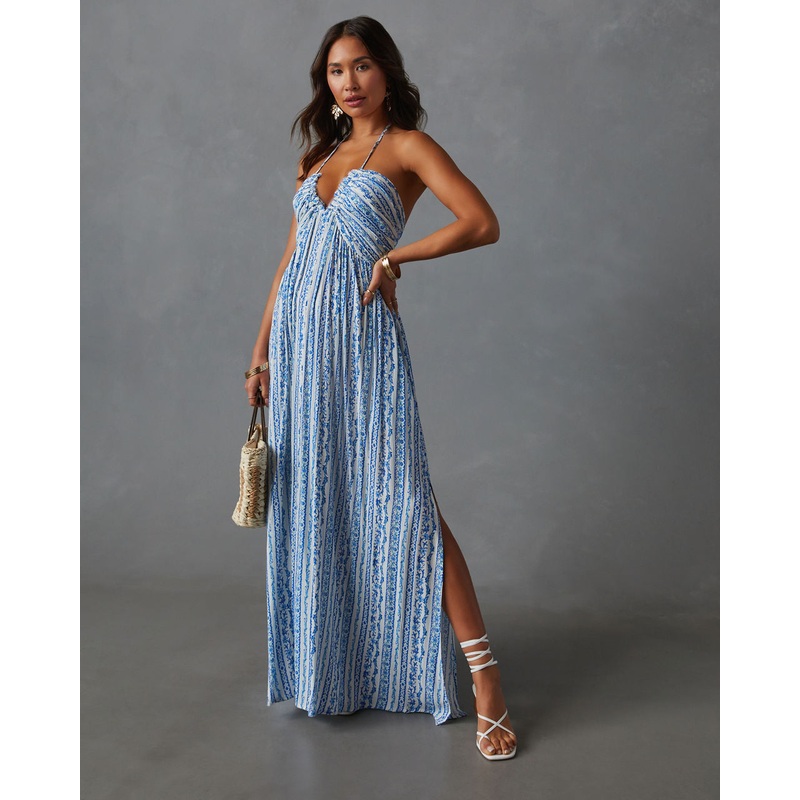 Azalea Pocketed Floral Empire Maxi Dress