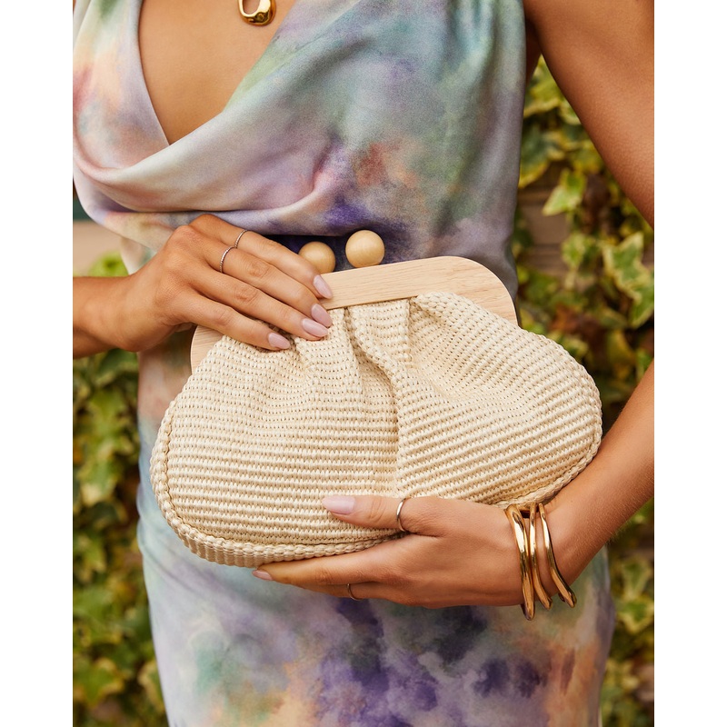 Beach Club Raffia Clutch|Ivory|O/S