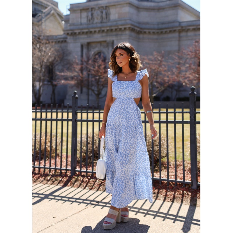Cordelia Tiered Cut Out Back Floral Maxi Dress