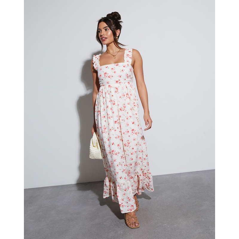 Cottagecore Floral Maxi Dress|Red/Floral|Pink Multi|XS|S|M|L|XL