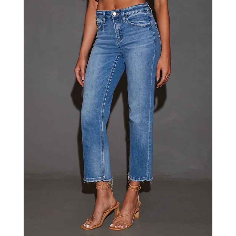 Darina Mid Rise Cropped Straight Leg Jeans