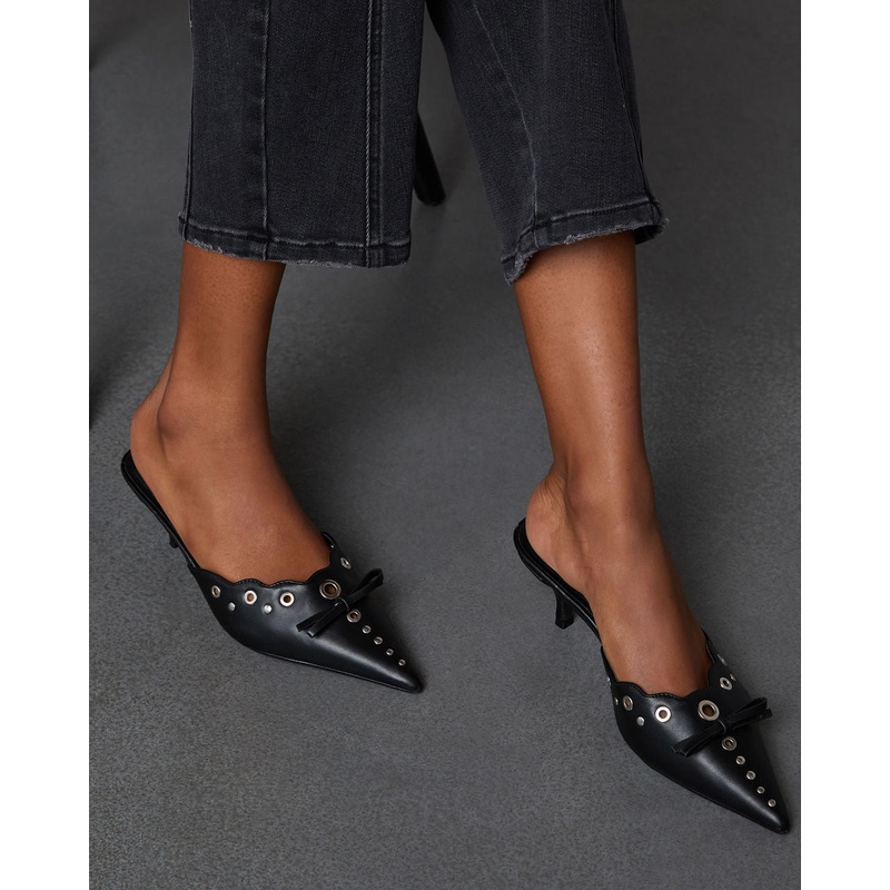 Eden Pointed Toe Kitten Heel Mule