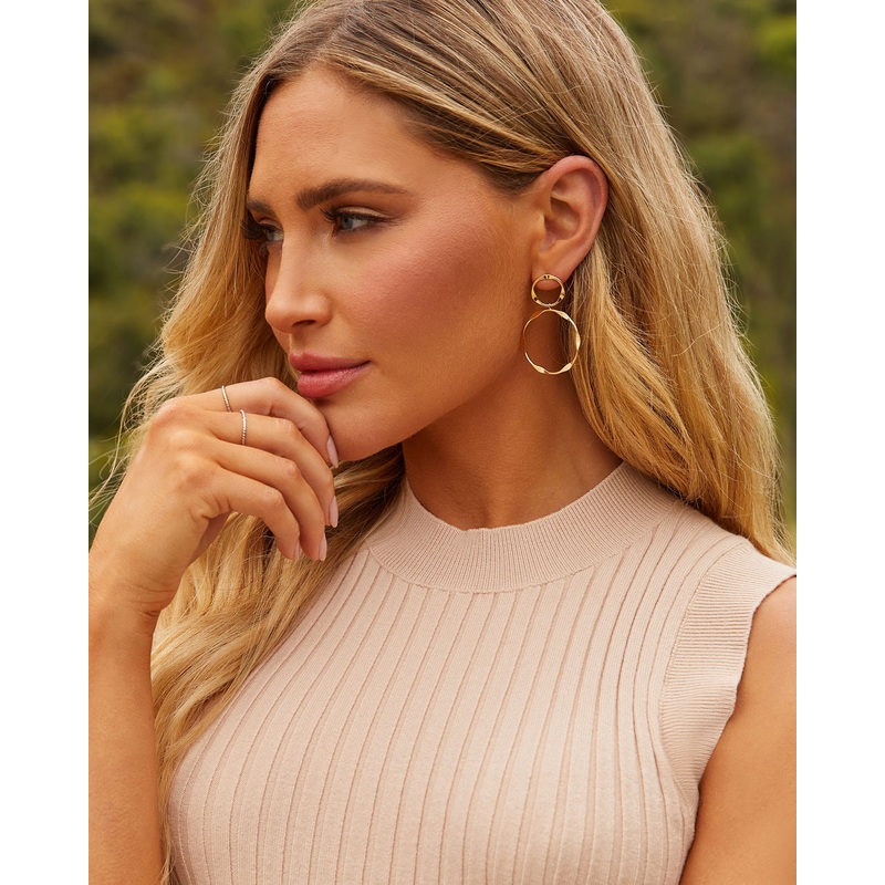 Livia Textured Circle Drop Earrings