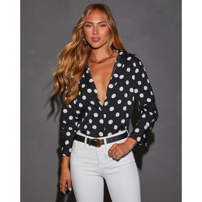 Manhattan Polka Dot Button Down Top