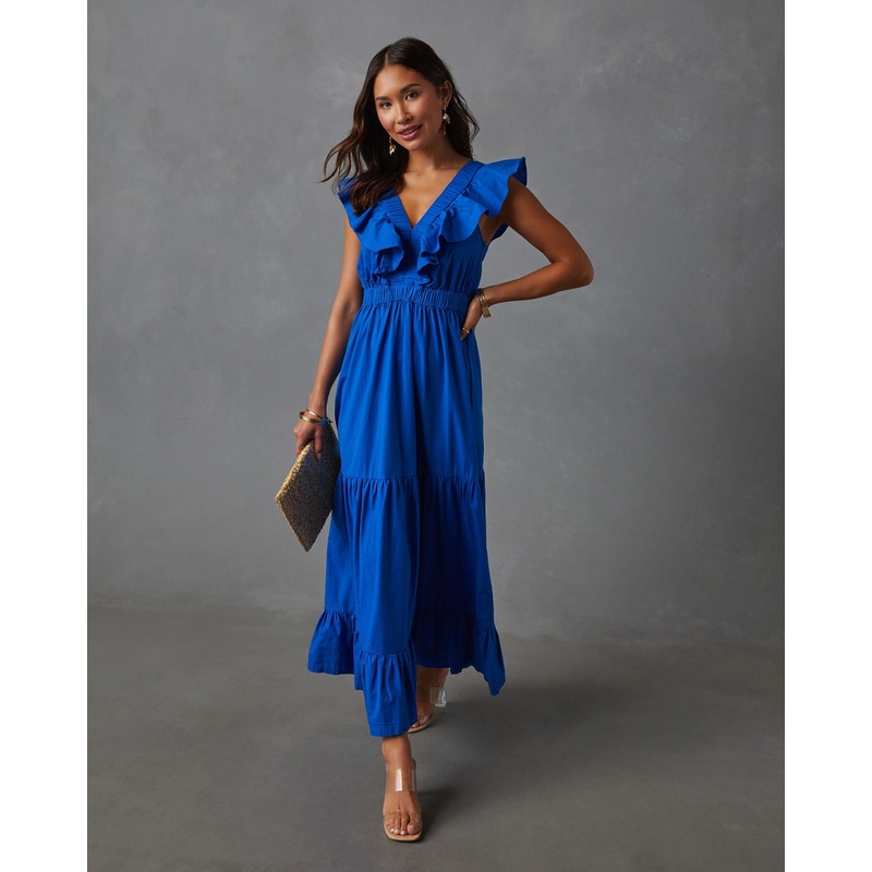 Minerva Tiered Ruffle V-Neck Maxi Dress