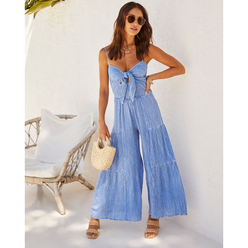 Monaco Textured Wide Leg Jumpsuit
