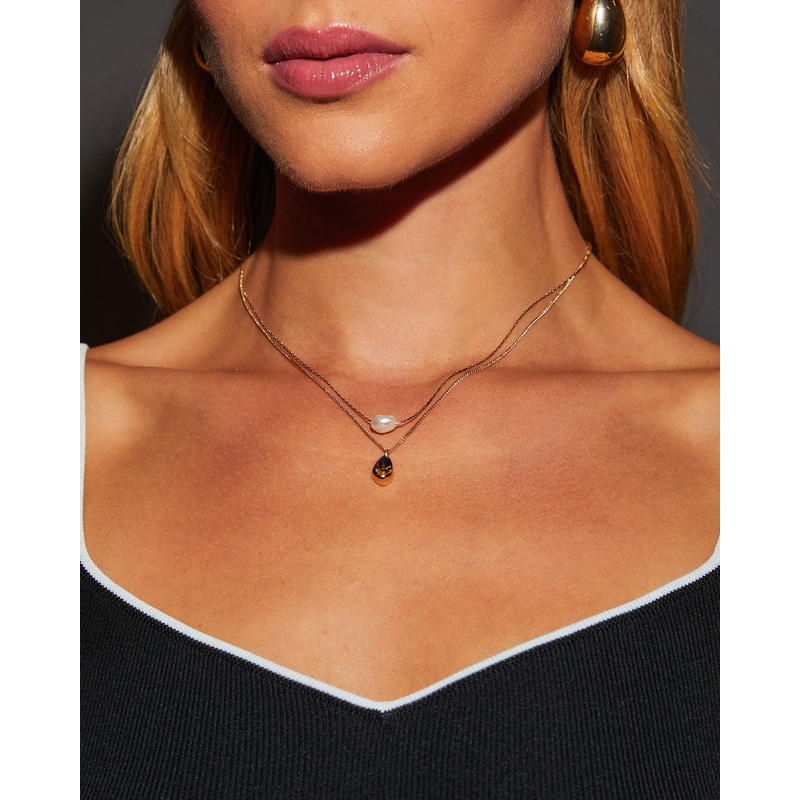 Pearla Layered Pearl Detail Necklace