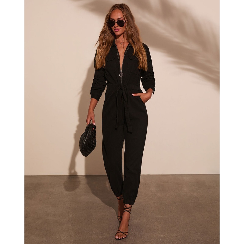 Rinko Tie Waist Jumpsuit|Black|Brown|Dusty Mauve|Olive|XS|S|M|L|XL