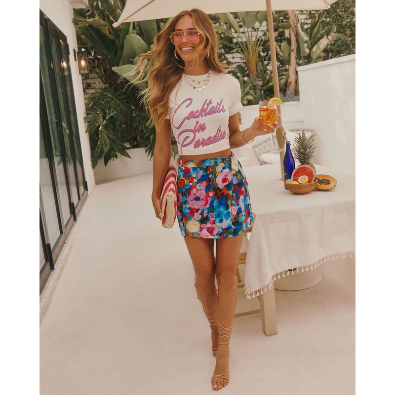 Roxane Abstract Print Wrap Skort