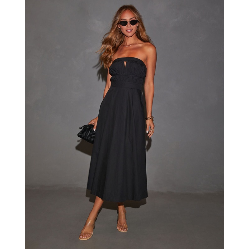 Ryann Strapless Front Cutout Midi Dress