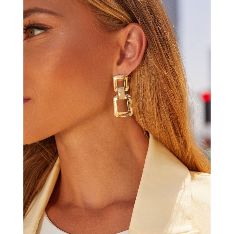 Saundra Square Link Doorknocker Earrings